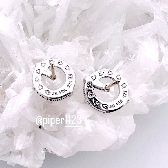 EUC Judith Ripka JR TWO Clear Quartz Doublet Eclipse Stud Earrings - Picture 8 of 13